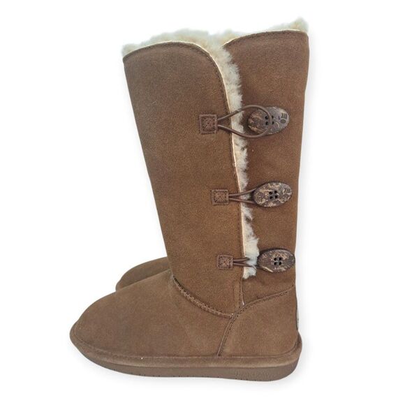 Bearpaw Women’s Lauren Suede Sheepskin Tan Brown Winter Comfy Cozy Boots Sz 7 - Picture 5 of 7